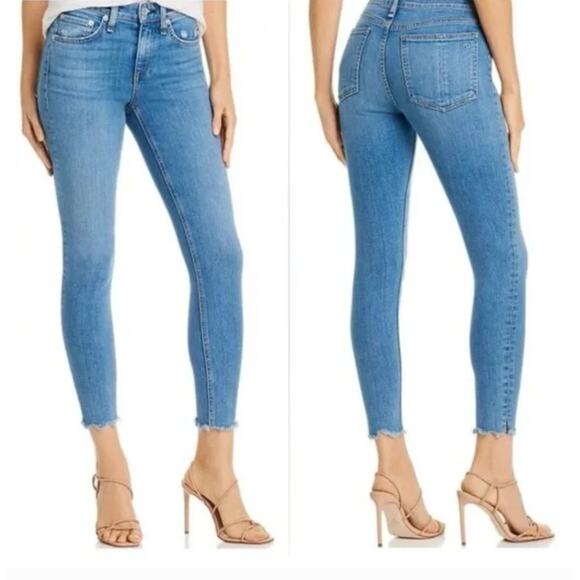 Rag & Bone Jeans Womens 26 Palmer Blue Denim Cate Mid Rise Ankle Skinny‎ Raw Hem - Picture 1 of 8